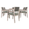 Supfirm Outdoor Dining Set Patio Dining table and Chairs with Rattan Backrest  and Removable Cushions for Patio and Backyard, White Washed