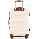 Supfirm Luggage Sets New Model Expandable ABS Hardshell 3pcs Clearance Luggage Hardside Lightweight Durable Suitcase sets Spinner Wheels Suitcase with TSA Lock 20''24''28''(ivory and brown)