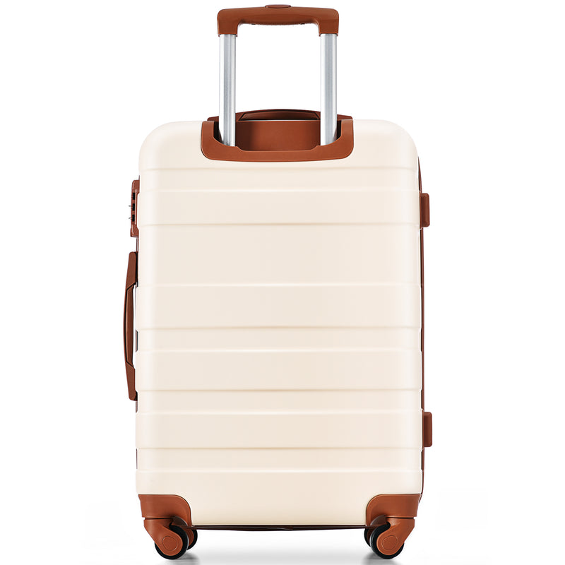 Supfirm Luggage Sets New Model Expandable ABS Hardshell 3pcs Clearance Luggage Hardside Lightweight Durable Suitcase sets Spinner Wheels Suitcase with TSA Lock 20''24''28''(ivory and brown)