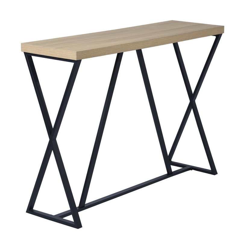 Supfirm 47.2'' Sofa Table; Wood Rectangle Console Table with Metal Frame - Oak & Black