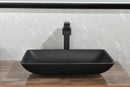 Supfirm 14.38" L -22.25" W -4-3/8 in. H Matte Shell  Glass Rectangular Vessel Bathroom Sink in Black with  Faucet and Pop-Up Drain in Matte Black
