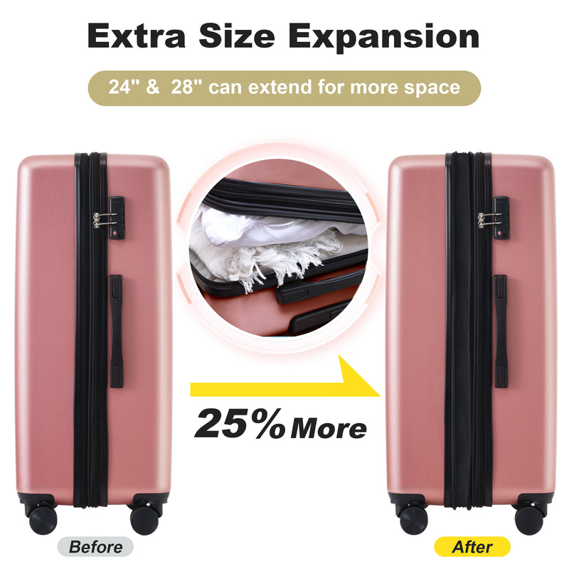 Supfirm Hardshell Luggage Sets 2 Pieces 24"+28" Expandable Luggages Spinner Suitcase with TSA Lock Lightweight