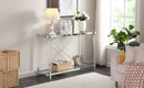 Supfirm 43.31'' Chrome Glass Sofa Table, Acrylic Side Table, Console Table for Living Room& Bedroom