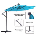 Supfirm 10 FT Solar LED Patio Outdoor Umbrella Hanging Cantilever Umbrella Offset Umbrella Easy Open Adustment with 32 LED Lights