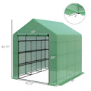 Supfirm Walk-in Greenhouse for Outdoors with Roll-up Zipper Door, 18 Shelves, PE Cover, Small & Portable Build, Heavy Duty Humidity Seal, 95.25" x 70.75" x 82.75", Green