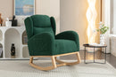 Supfirm 049-Teddy Fabric Rocking Chair With Packet Wood Legs,Green