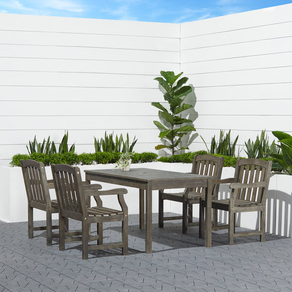 Supfirm Renaissance Outdoor Rectangular Hand-scraped Wood Patio Dining Table