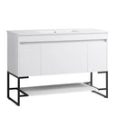 48" Bathroom Vanity with Sink,Bathroom Vanity Cabinet with Two Soft Close Cabinet Doors & soft-close Drawers,Bathroom Storage Cabinet with a Lower Open Shelf,with Metal Legs,White Ceramic Sink,White - Supfirm