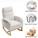 Supfirm [Video] Welike 27.6"W Modern Accent High Backrest Living Room Lounge Arm Rocking Chair, Two Side Pocket ,Teddy White (Ivory)