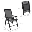 Supfirm Set of 4 Patio Folding Chairs, Stackable Outdoor Sling Patio Dining Chairs with Armrests for Lawn, Camping, Dining, Beach, Metal Frame, No Assembly, Black