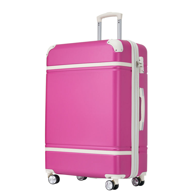 Supfirm 24 IN Luggage 1 Piece with TSA lock , Expandable Lightweight Suitcase Spinner Wheels, Vintage Luggage,Pink