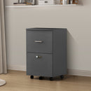 Supfirm File cabinet with two drawers with lock,Hanging File Folders A4 or Letter Size, Small Rolling File Cabinet Printer Stand office storage cabinet Office pulley movable file cabinet Dark Gray