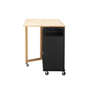 Kitchen Island & Kitchen Cart, Mobile Kitehcn Island with Extensible Rubber Wood Table Top,adjustable Shelf Inside Cabinet for Different Utensils, 3 Big Drawers, with Spice Rack, Towel Rack, Black-Bee - Supfirm