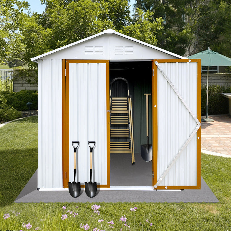 Supfirm Outdoor storage sheds 4FTx6FT Apex roof White+Yellow