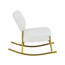 Supfirm Teddy suede material cushioned rocking chair, unique rocking chair, cushioned seat, white rocking chair with backrest and golden metal legs. Comfortable side chairs in living room, bedroom, office