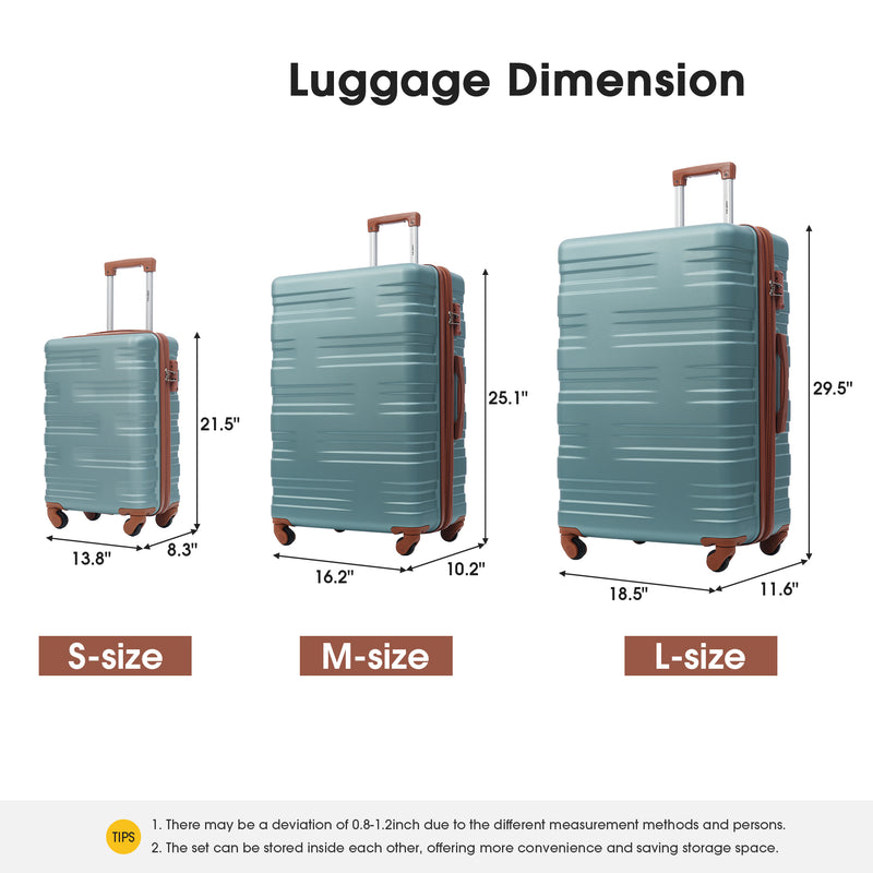 Supfirm Hardshell Luggage Sets 3 Pcs Spinner Suitcase with TSA Lock Lightweight 20''24''28''