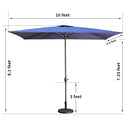 Supfirm Large Blue Outdoor Umbrella 10ft Rectangular Patio Umbrella For Beach Garden Outside Uv Protection