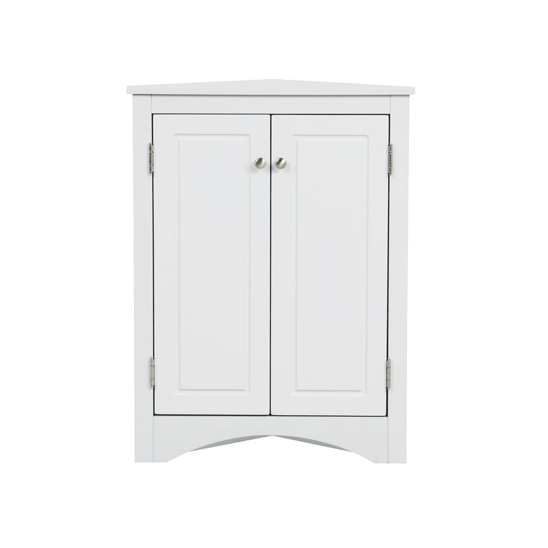 Supfirm White Triangle Bathroom Storage Cabinet with Adjustable Shelves, Freestanding Floor Cabinet for Home Kitchen