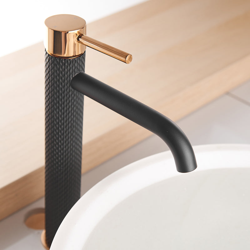 Supfirm Black Bathroom Faucet, Black and Gold  Faucet for Bathroom Sink, Black Single Hole Bathroom Faucet Modern Single Handle Vanity Basin Faucet