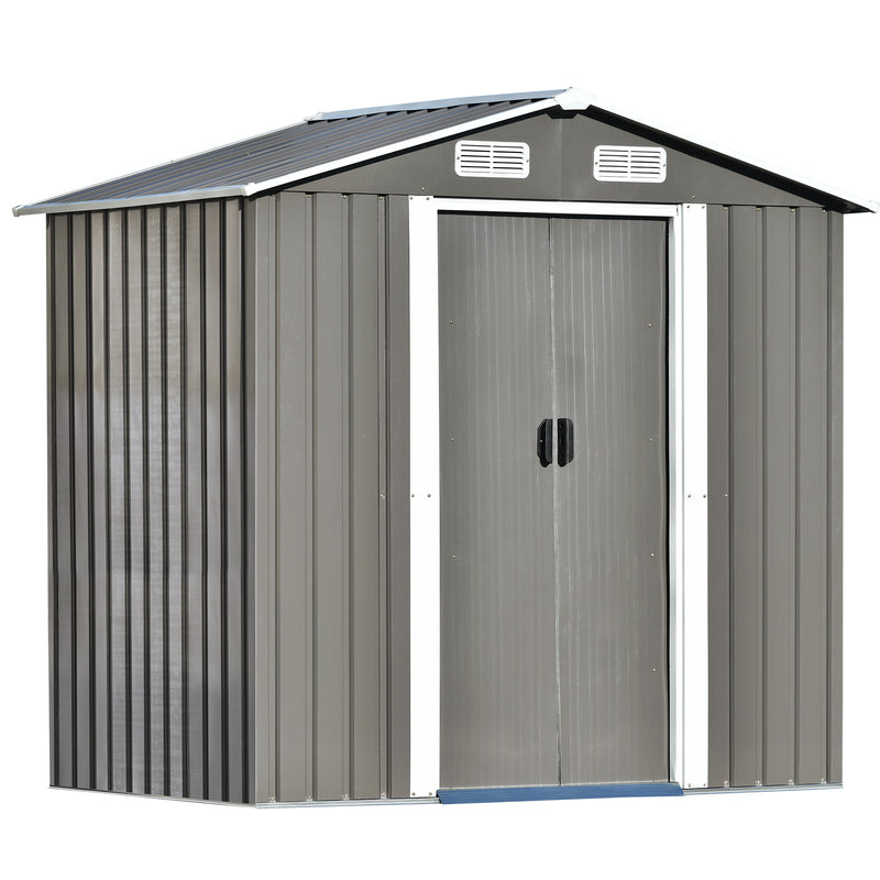 Supfirm TOPMAX Patio 6ft x4ft Bike Shed Garden Shed, Metal Storage Shed with Adjustable Shelf and Lockable Door, Tool Cabinet with Vents and Foundation for Backyard, Lawn, Garden, Gray