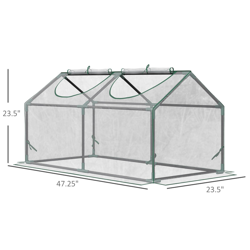 Supfirm 4' x 2' x 2' Portable Mini Greenhouse, Small Greenhouse with PVC Cover, Roll-up Zippered Windows for Indoor, Outdoor Garden, Clear