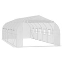 Supfirm 26' x 10' x 7' Walk-In Greenhouse Tunnel, Large Gardening Plant Hot House with 12 Windows and Zipper Doors for Backyard, White