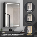 Supfirm 30x30 inch LED Bathroom Medicine Cabinet Surface Mount Double Door Lighted Medicine Cabinet, Medicine Cabinets for Bathroom with Mirror Defogging, Dimmer Black - Supfirm