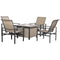 Supfirm 5 Piece Garden Patio Dining Set, Steel, Outdoor Conversation Set, Square Dinner Table with Built-in Ice Bucket Insert, 4 Rocking Chairs for Garden, Lawn, Backyard, Beige