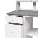 Supfirm [Video Provided] TOPMAX Garden Potting Bench Table, Rustic and Sleek Design with Multiple Drawers and Shelves for Storage, White and Gray