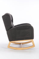 Supfirm 049-Teddy Fabric Rocking Chair With Packet Wood Legs,Dark Gray