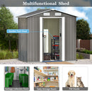 Supfirm TOPMAX Patio 6ft x4ft Bike Shed Garden Shed, Metal Storage Shed with Adjustable Shelf and Lockable Door, Tool Cabinet with Vents and Foundation for Backyard, Lawn, Garden, Gray