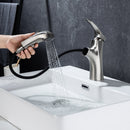 Supfirm Pull Out Bathroom Faucet, Single Hole Bathroom Sink Faucet with 3 Modes Pull Down Sprayer, One Handle Modern Vanity Faucet, Farmhouse Lavatory Faucet