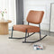 Supfirm PU material cushioned rocking chair, unique rocking chair, cushioned seat, brown backrest rocking chair, black metal legs. Comfortable side chairs in the living room, bedroom, and office