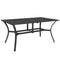 Supfirm Rectangle Outdoor Dining Table for 6 People, Steel Rectangular Patio Table with Umbrella Hole, Steel Frame for Garden, Balcony, Black