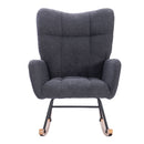 Supfirm Teddy Upholstered Nursery Rocking Chair for Living Room Bedroom(DARK GREY Teddy)