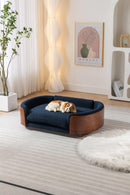 Scandinavian style Elevated Dog Bed Pet Sofa With Solid Wood legs and Walnut Bent Wood Back, Cashmere Cushion,Large Size - Supfirm