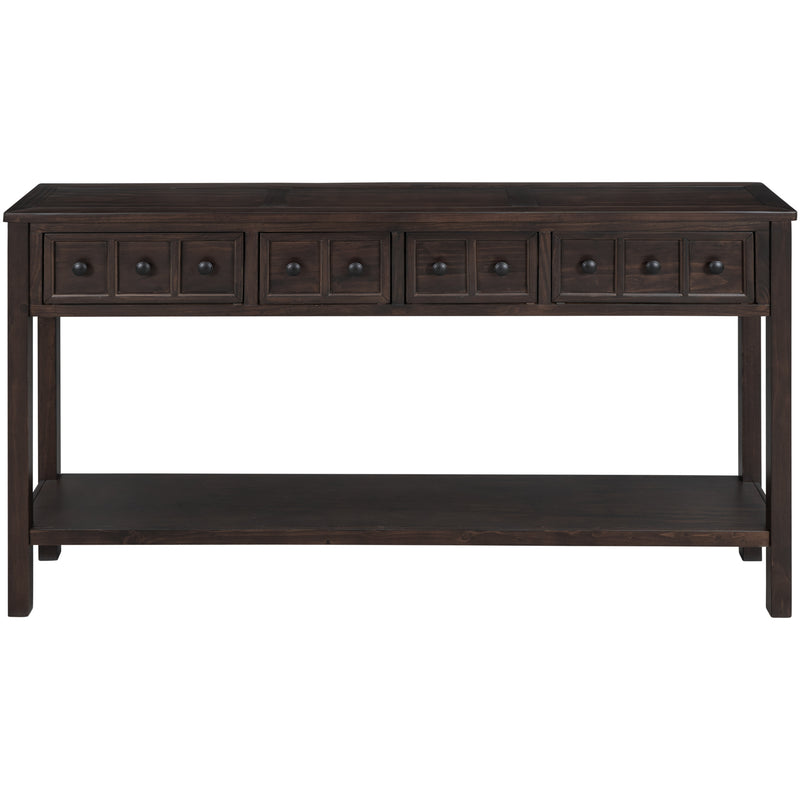 Supfirm TREXM Rustic Entryway Console Table, 60" Long Sofa Table with two Different Size Drawers and Bottom Shelf for Storage (Espresso)