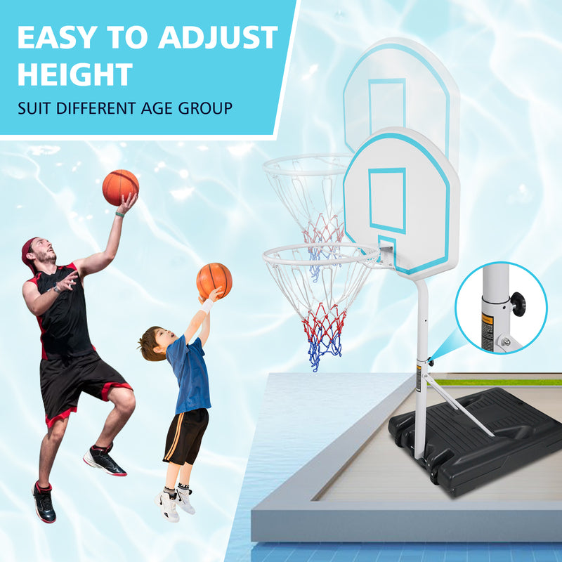 Supfirm Poolside Basketball Hoop Portable Swimming Pool Basketball System Height Adjustable 3.1ft-4.7ft with 36" Backboard for Indoor Outdoor Use Blue