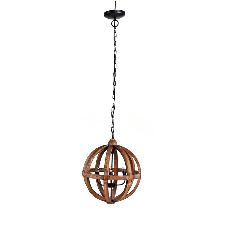 4 - Light Wood Chandelier, Hanging Light Fixture with Adjustable Chain for Kitchen Dining Room Foyer Entryway, Bulb Not Included - Supfirm