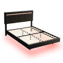 Queen Size Floating Bed Frame with LED Lights and USB Charging,Modern Upholstered Platform LED Bed Frame,Black - Supfirm