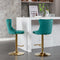 A&A Furniture,Golden Swivel Velvet Barstools Adjusatble Seat Height from 25-33 Inch, Modern Upholstered Bar Stools with Backs Comfortable Tufted for Home Pub and Kitchen Island（Green,Set of 2） - Supfirm