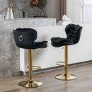 A&A Furniture,Swivel Bar Stools Set of 2, Velvet Counter Height Adjustable Barstools, Dining Bar Chairs Upholstered Modern Bar Stool for Kitchen Island, Cafe, Bar Counter, Dining Room（Black) - Supfirm