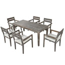 Supfirm U_Style  Acacia Wood Outdoor Dining Table And Chairs Suitable For Patio, Balcony Or Backyard