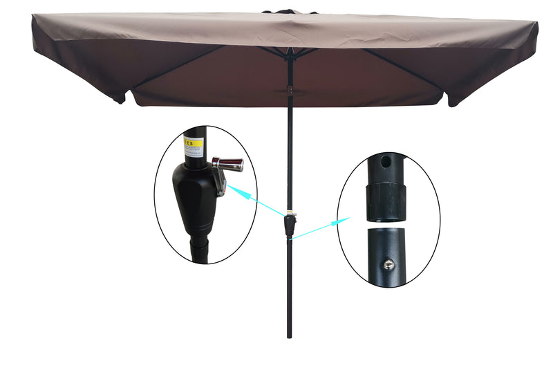 Supfirm 10 x 6.5ft Rectangular Patio Umbrella Outdoor Market Umbrellas with Crank and Push Button Tilt for Garden Swimming Pool Market