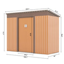 Supfirm 4.2 x 9.1 Ft Outdoor Storage Shed, Metal Tool Shed with Lockable Doors Vents, Utility Garden Shed for Patio Lawn Backyard,Brown