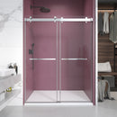 Supfirm 62'' - 66'' W x 76'' H Double Sliding Frameless Shower Door With 3/8 Inch (10mm) Clear Glass in Chrome