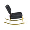 Supfirm PU material cushioned rocking chair, unique rocking chair, cushioned seat, black backrest rocking chair, and gold metal legs. Comfortable side chairs in the living room, bedroom, and office