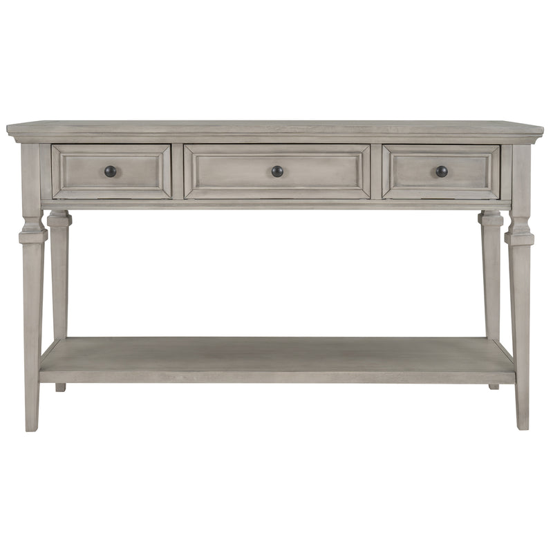 Supfirm TREXM Classic Retro Style Console Table with Three Top Drawers and Open Style Bottom Shelf, Easy Assembly (Gray Wash)