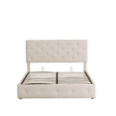 Queen size Upholstered Platform bed with a Hydraulic Storage System - Beige - Supfirm