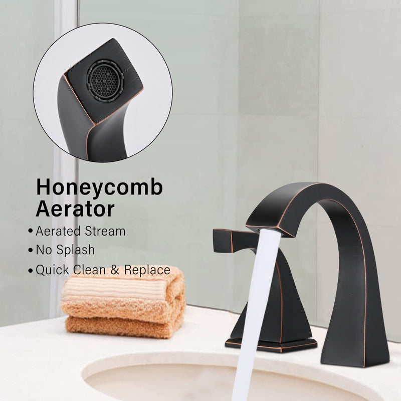 Supfirm 2-Handle Bathroom Sink Faucet with Drain, Oil Rubbed Bronze